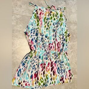 Caramela Colorful Abstract Print Halter Dress | Size Small | Like New